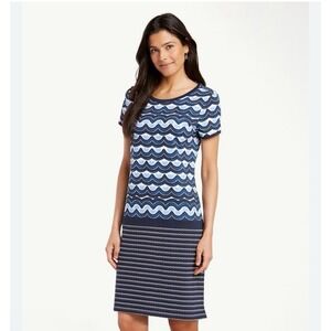 Tommy Bahama Women's Shift Dress Scalloped Print Size S/P Coastal Pima Cotton‎